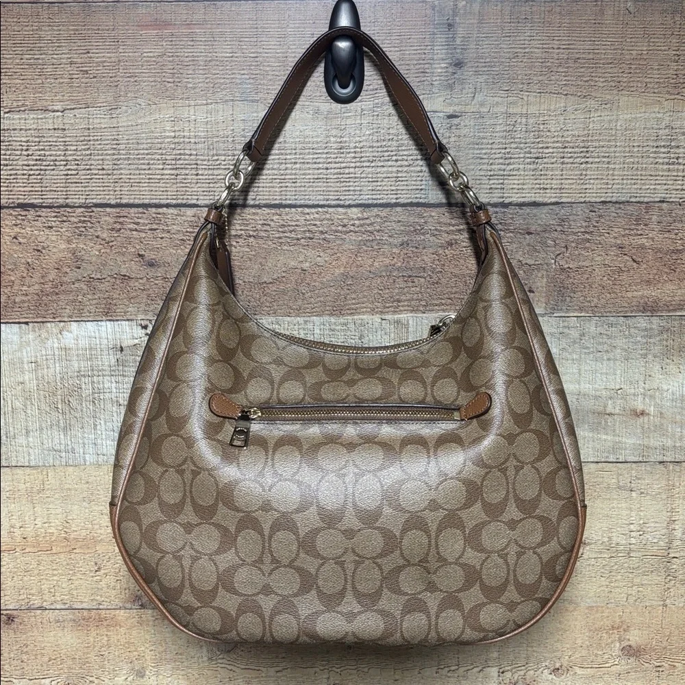 Coach Harley Hobo Tan signature C Shoulder Saddle Bag purse tote - Picture 7 of 16
